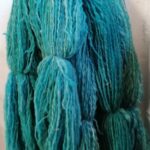 handgesponnene Wolle, Türkis/grün